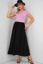 Kadın Uzun Ayrobin Etek 8050 - Siyah