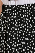 Women's Black and White Polka Dot Long Knitted Skirt 1886