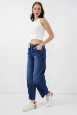 Kadın Yüksek Bel Kot Pantolon 30081 - Lacivert