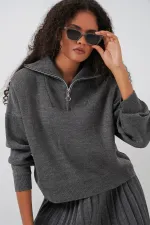 Ensemble deux pièces pull et jupe pour femme 15938 - Anthracite