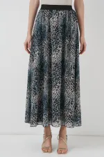 8032 Uzun Şifon Etek - İndigo