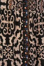 Kadın Desenli Uzun Tesettür Elbise 2585 - C.Siyah