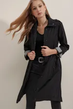 Trench-coat à ceinture 5808 - Noir