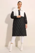 5185 Uzun Oversize Şişme Mont - Beyaz