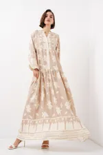 Robe hijab à motifs authentiques 2423 - Vison