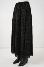 Kadın Desenli Astarlı Etek 8075 - Siyah