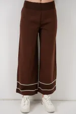 Kadın Çizgili Oversize Triko İkili Takım 15957 - Kahverengi