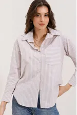 Chemise rayée oversize 20205 - Crème