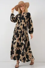 Robe hijab à motifs authentiques 2423 - Beige clair