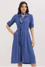 Women's Indigo Belted Shirt Dress 2442