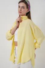 Chemise oversize en viscose pour femme 3785 - Jaune