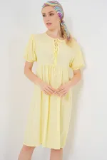 Robe midi à lacets pour femme 2575 - Jaune
