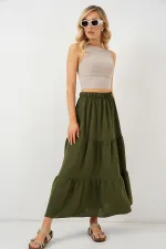 Kadın Ayrobin Uzun Etek 8048 - Haki