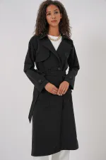 5938 Double-Breasted Trench Coat - Black