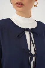 Kadın Önü Bağcıklı Tunik Pantolon İkili Takım 6744 - Lacivert