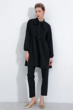 Ensemble pantalon et tunique noirs en maille pour femme 6654