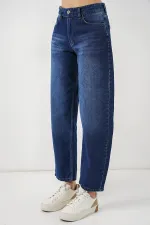 Kadın Yüksek Bel Kot Pantolon 30081 - Lacivert