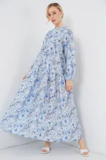 Robe hijab à motifs pour femme 2583 - Bleu