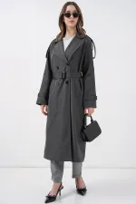 5941 Double-Breasted Long Trench Coat - Anthracite 5941 Double-Breasted Long Trench Coat - Anthracite