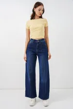 Kadın Yüksek Bel Kot Pantolon 30082 - Lacivert