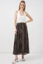Kadın Kemerli Desenli Etek 8074 - Çağla