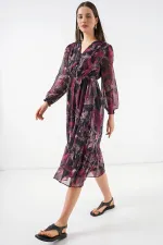 Robe en mousseline à motifs 2137 - A. Rouge