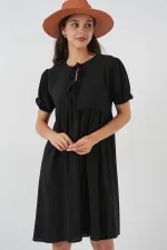 Robe midi à lacets pour femme 2575 - Noire
