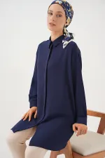 Women's Long Shirt Tunic 5945 - Navy Blue