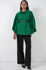 Women's Belted Cashmere Poncho 9170 - Dark Green