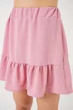 Kadın Ayrobin Mini Etek 8054 - Pudra