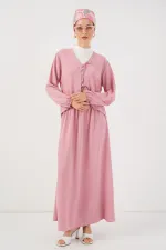 Kadın Ayrobin Kimono Etek İkili Takım 8047 - Pembe
