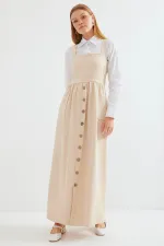 2490 Long Overall Dress - Cream