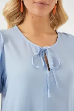 Kadın Kısa Kol Kısa Elbise 2554 - Mavi