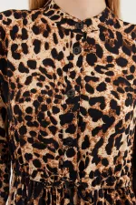 2144 Hakim Yaka Tesettür Elbise - A.Kahve