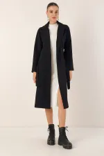 9118 Double-Breasted Cashmere Coat - Black