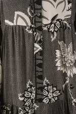 Robe longue hijab à motifs pour femme 2585 - Anthracite