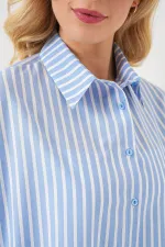 Chemise rayée oversize pour femme 20332 - Bleu foncé