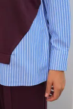 Women's Striped Woven Two-Piece Set 6750 - Burgundy Women's Striped Woven Two-Piece Set 6750 - Burgundy