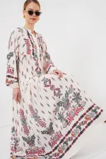 Robe hijab à motifs authentiques 2423 - Rouge Z.