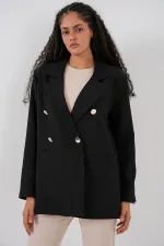 Veste blazer croisée pour femme 0722 - Noir