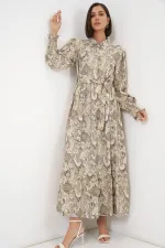 Robe hijab ceinturée pour femme 2589 - Beige