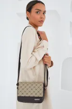 Armine Kadın Kahverengi Krem Desenli Omuz Çantası 010158