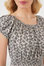 Robe femme à col froncé 2544 - Noire