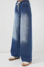 Women's Wide Leg Jeans 6705 - Navy Blue