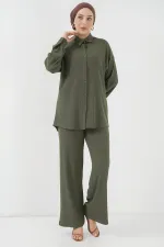 Ensemble hijab tricoté deux pièces T5858 - Kaki