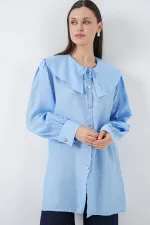 Kadın Bebe Yaka Uzun Tunik 5967 - Mavi