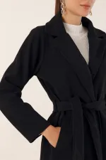 9118 Double-Breasted Cashmere Coat - Black