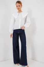 Chemise à col bébé pour femme 20314 - Blanche