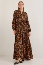 Robe hijab en viscose beige marron pour femme 2423