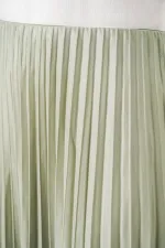 8009 Deri Görünümlü Piliseli Etek - Mint